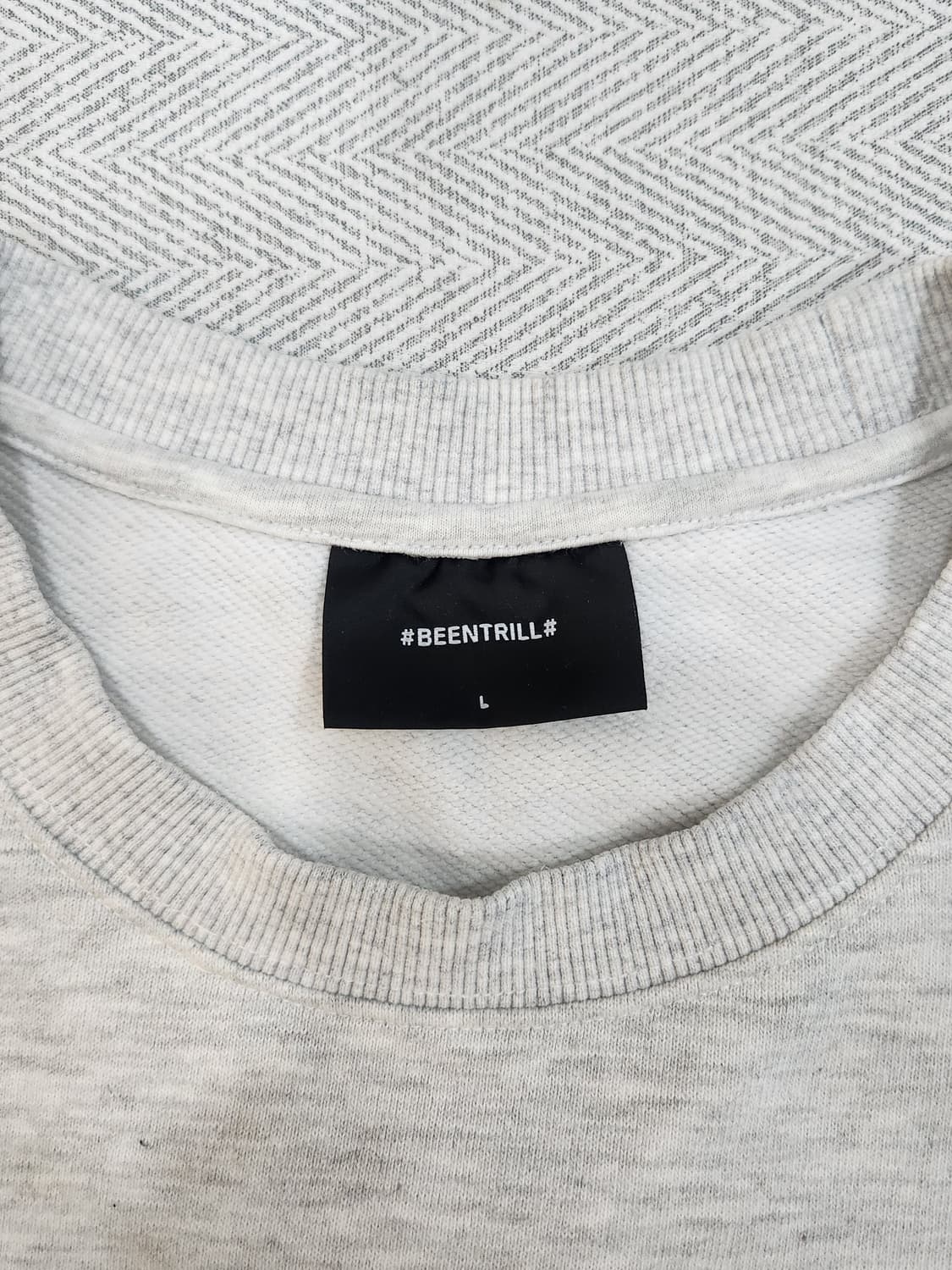 빈트릴 그린 테이핑 해시태그 컴포트핏 맨투맨 남성 100사이즈 상품이미지6