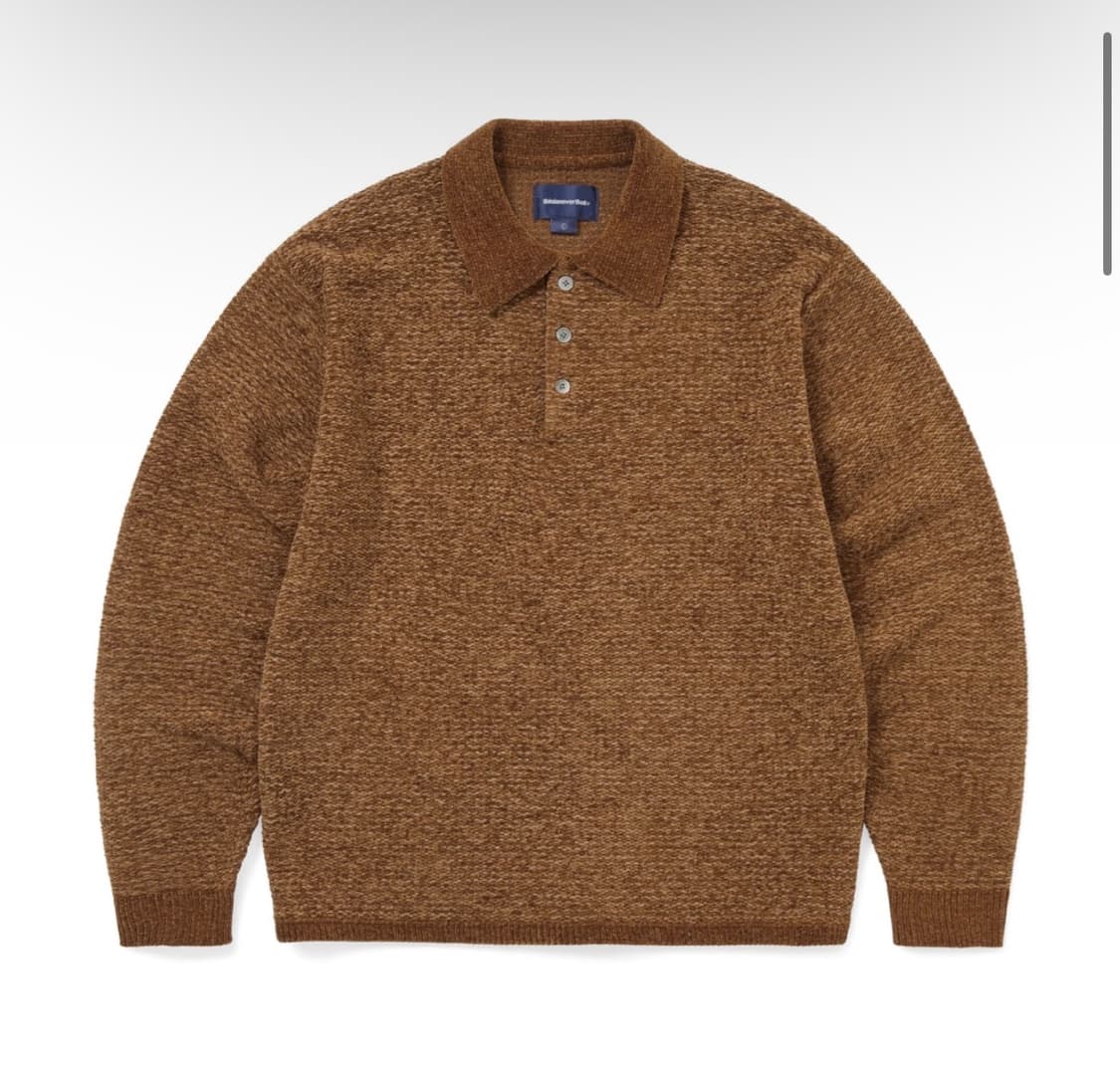 Thisisneverthat velvet knit polo brown L 상품이미지2
