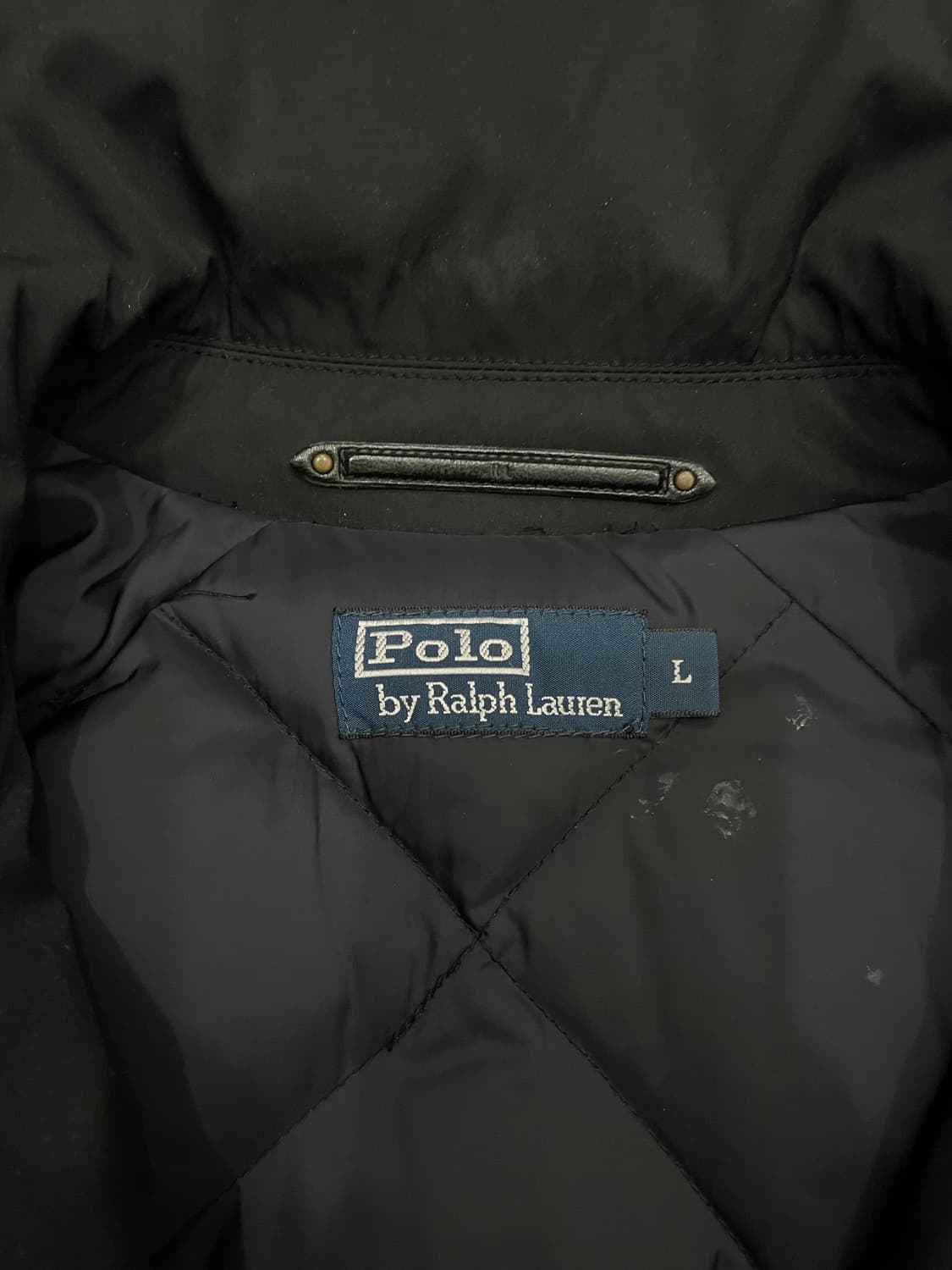 폴로 가죽장식 발마칸 구스다운 패딩 코트 블랙 상품이미지9