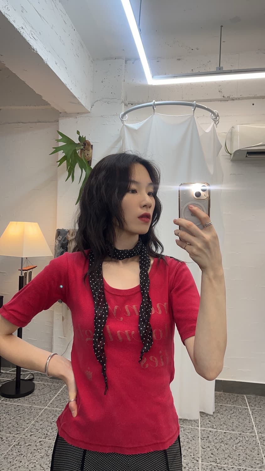 레드 딥 넥 티셔츠 상품이미지1