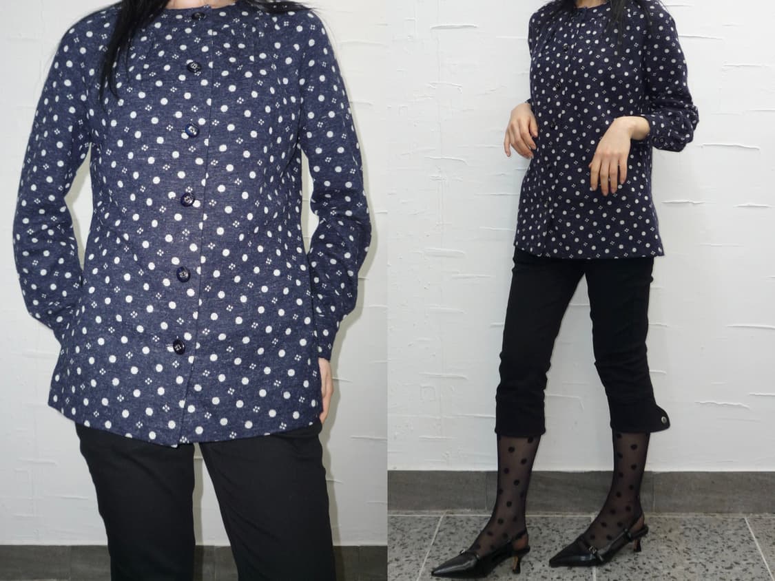 dot navy wool jacket 상품이미지3