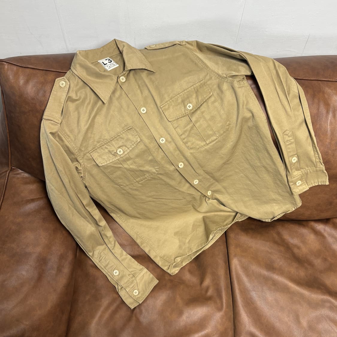 [M] L3 ARMY 빈티지 필드 셔츠 밀리터리 베이지 상품이미지6