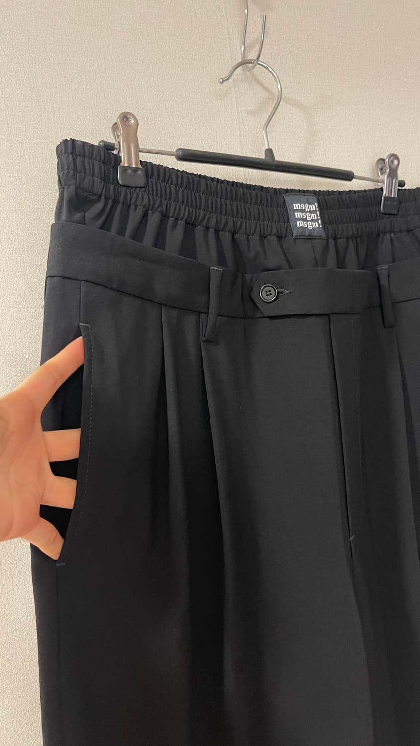 새상품) MSGM 더블 웨이스트 로고 슬렉스팬츠 L 블랙 정가60만원대 상품이미지6