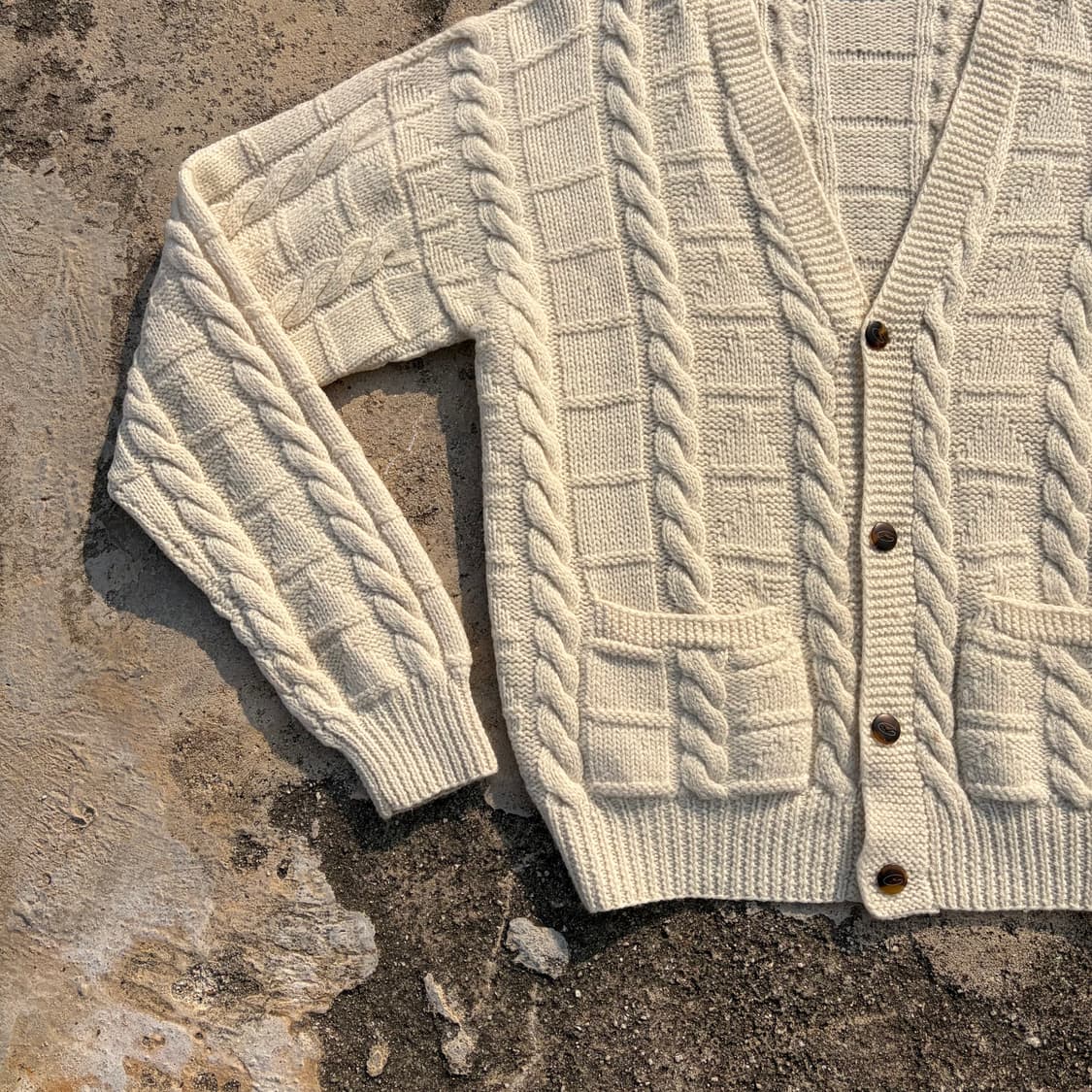 80s GANT 빈티지 울 핸드 니트 가디건 L 상품이미지3