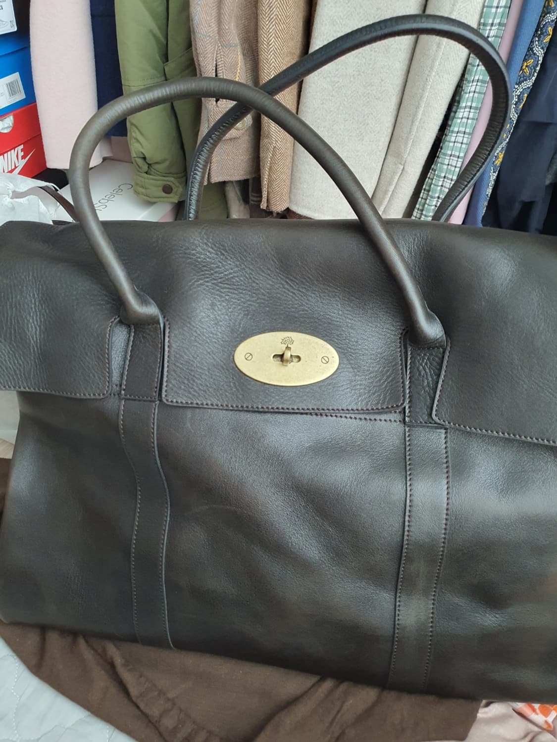 Mulberry 초코렛색 베이스워터 오버사이즈 피카딜리 토트백  새상품 상품이미지4