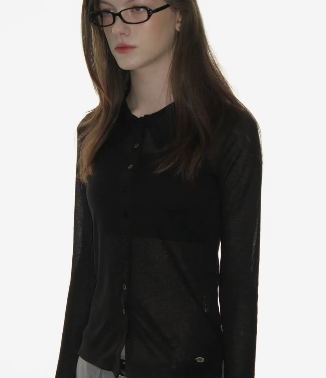 크랭크 시어 카라 버튼 탑 상품이미지1