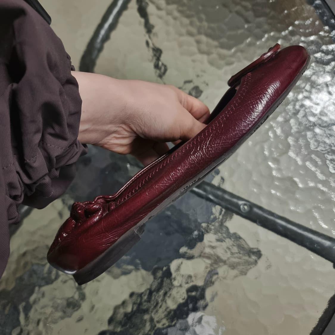 토리버치 가죽 플랫슈즈 레더 단화 딥버건디 구두 (250/8M) 상태굿 상품이미지2