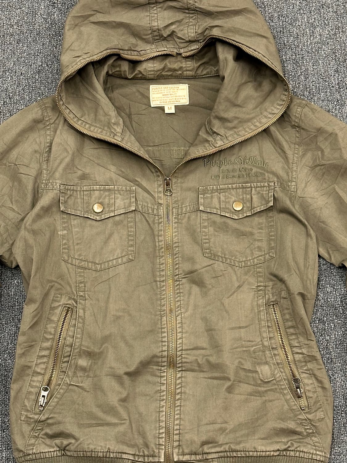 M)Purple&Yellow 빈티지 여성 투웨이 포켓 디테일 야상 후드집 상품이미지4