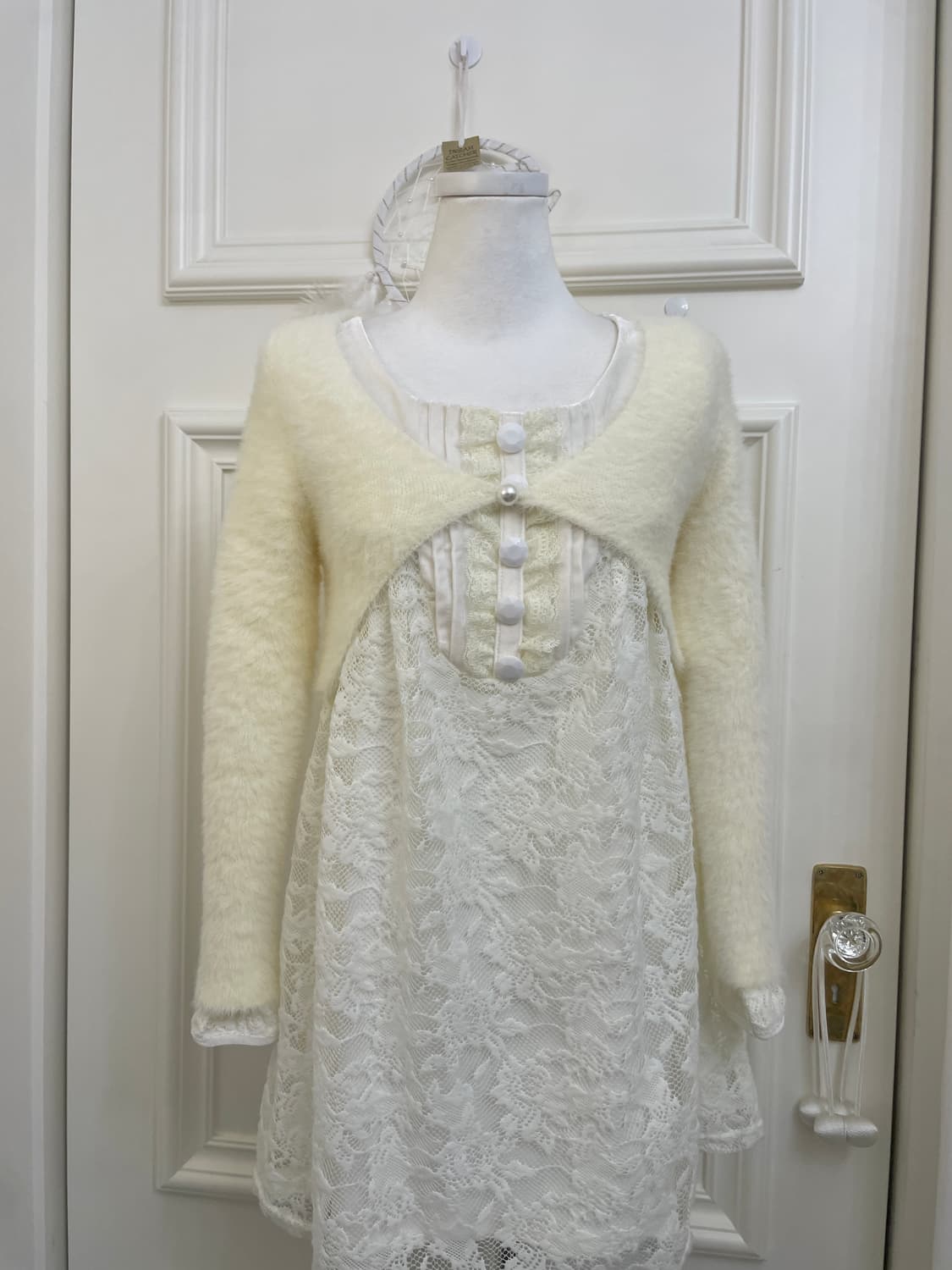 cream pearl point mini sweater bolero 상품이미지1