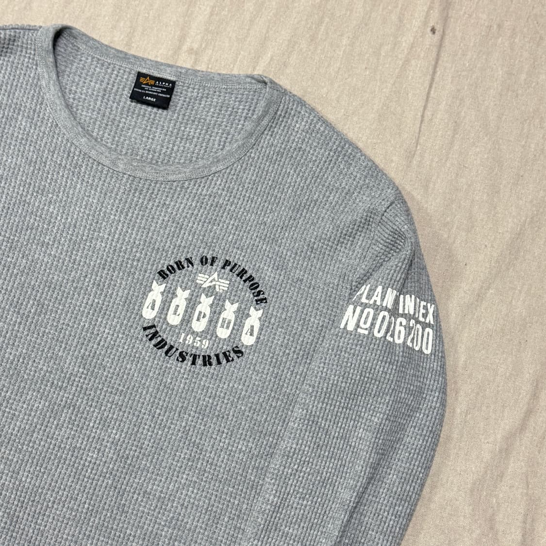 알파인더스트리 백프린팅 와플 롱슬리브 L 상품이미지3