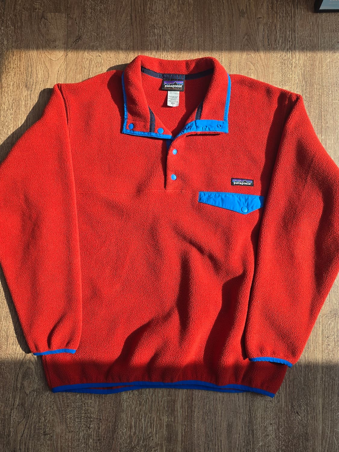 파타고니아 신칠라 스냅티 오렌지/블루 L 헤비웨이트 상품이미지2