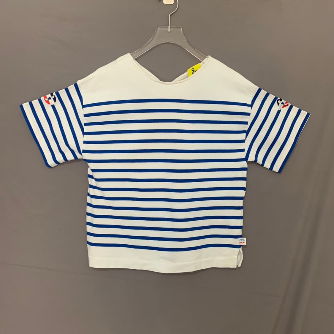 럭키슈에뜨 마린 스트라이프 단가라 오버핏 반팔티 상품이미지1