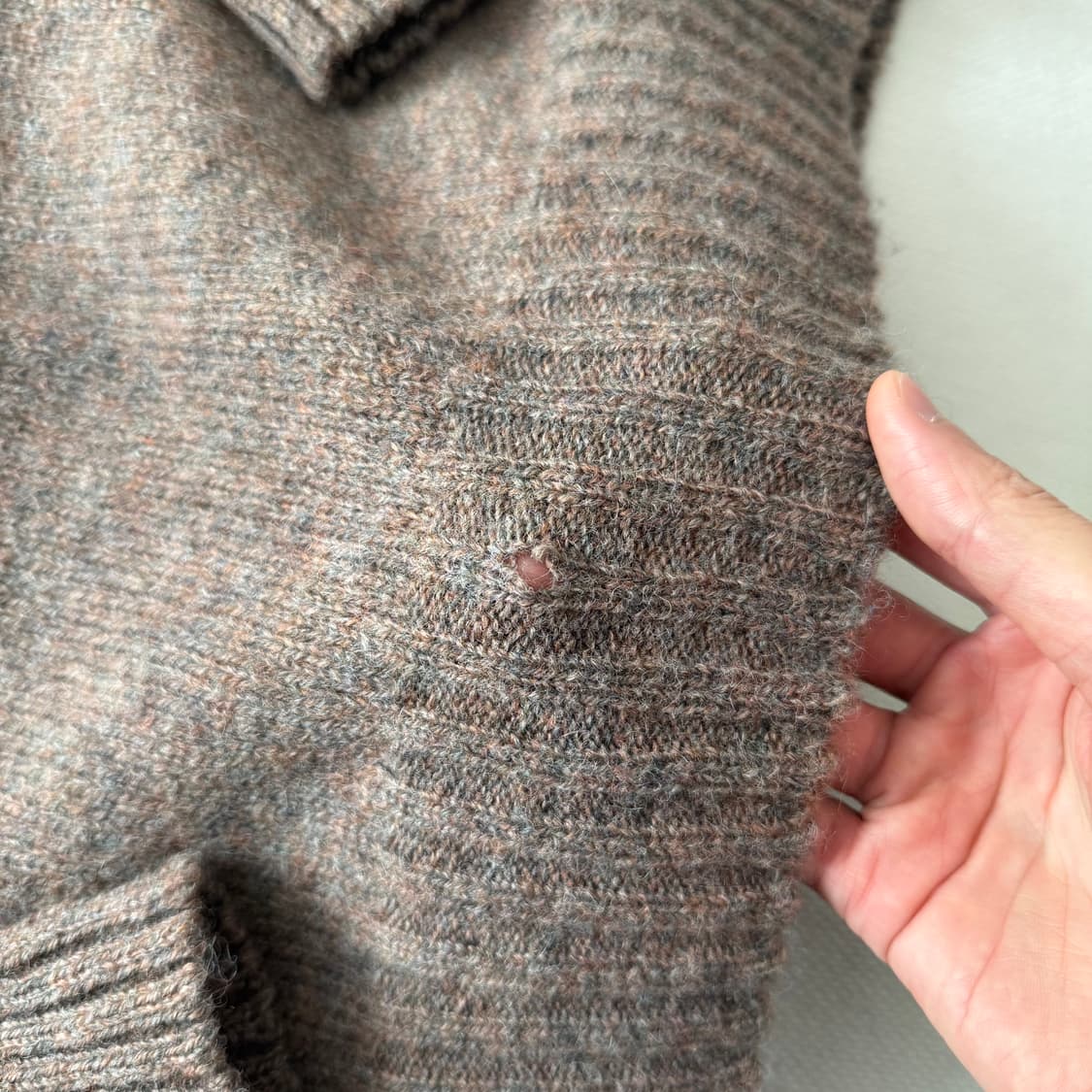 [XL]70s 울리치 퓨어울 멜란지 니트 브라운 상품이미지4