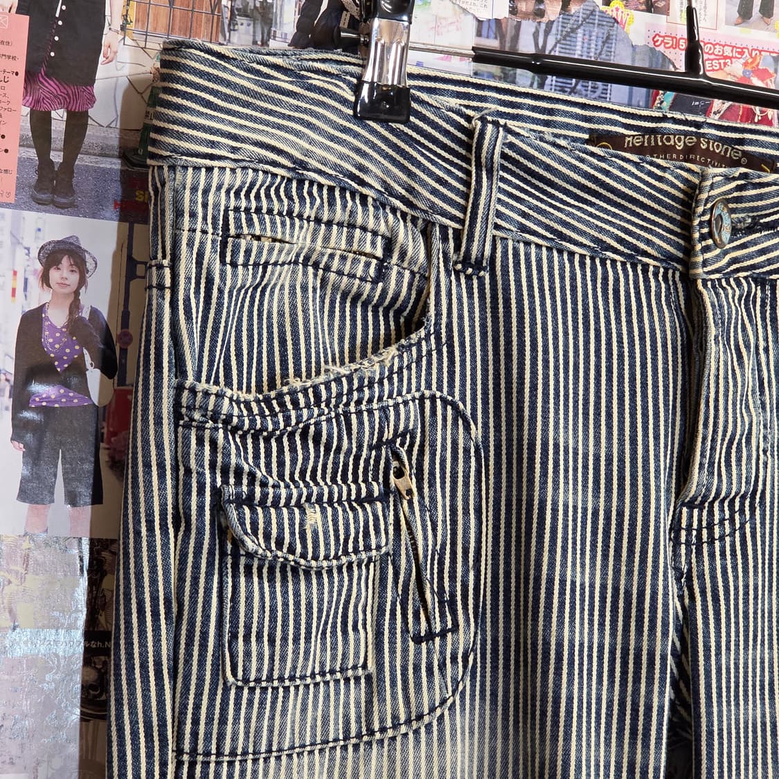 JPN 버튼플라이 로우라이즈 히코리 코튼팬츠 상품이미지3