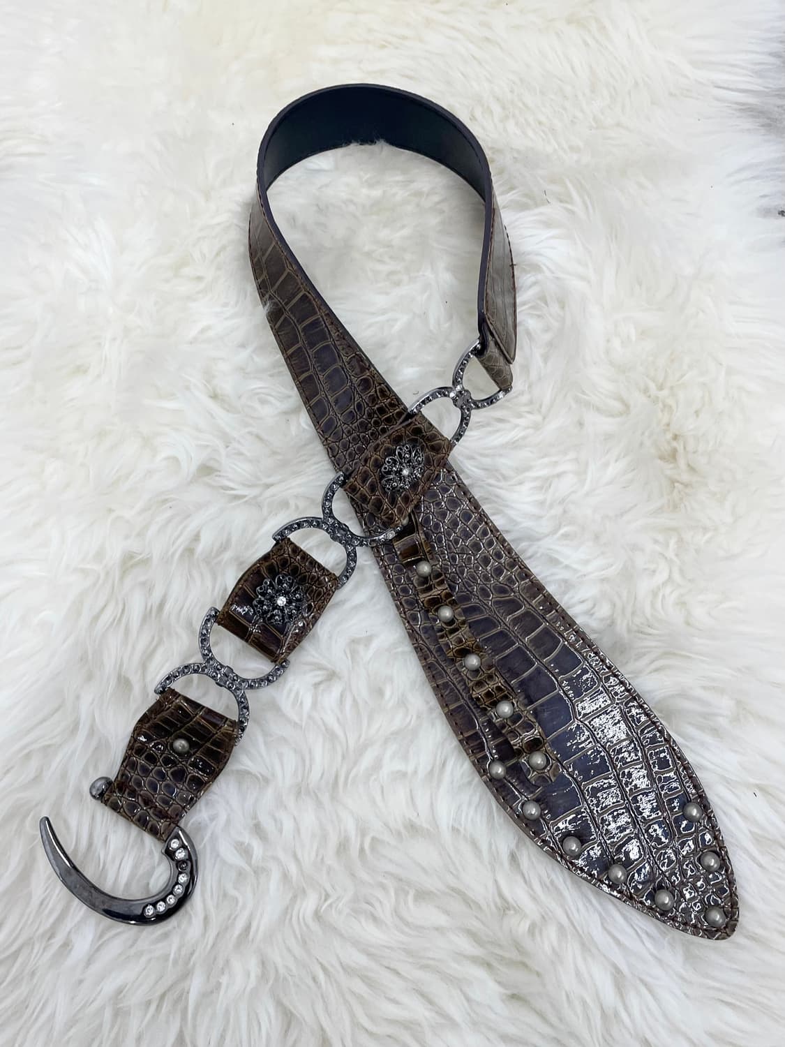 그런지 큐빅 스터드 와이드 벨트 상품이미지5