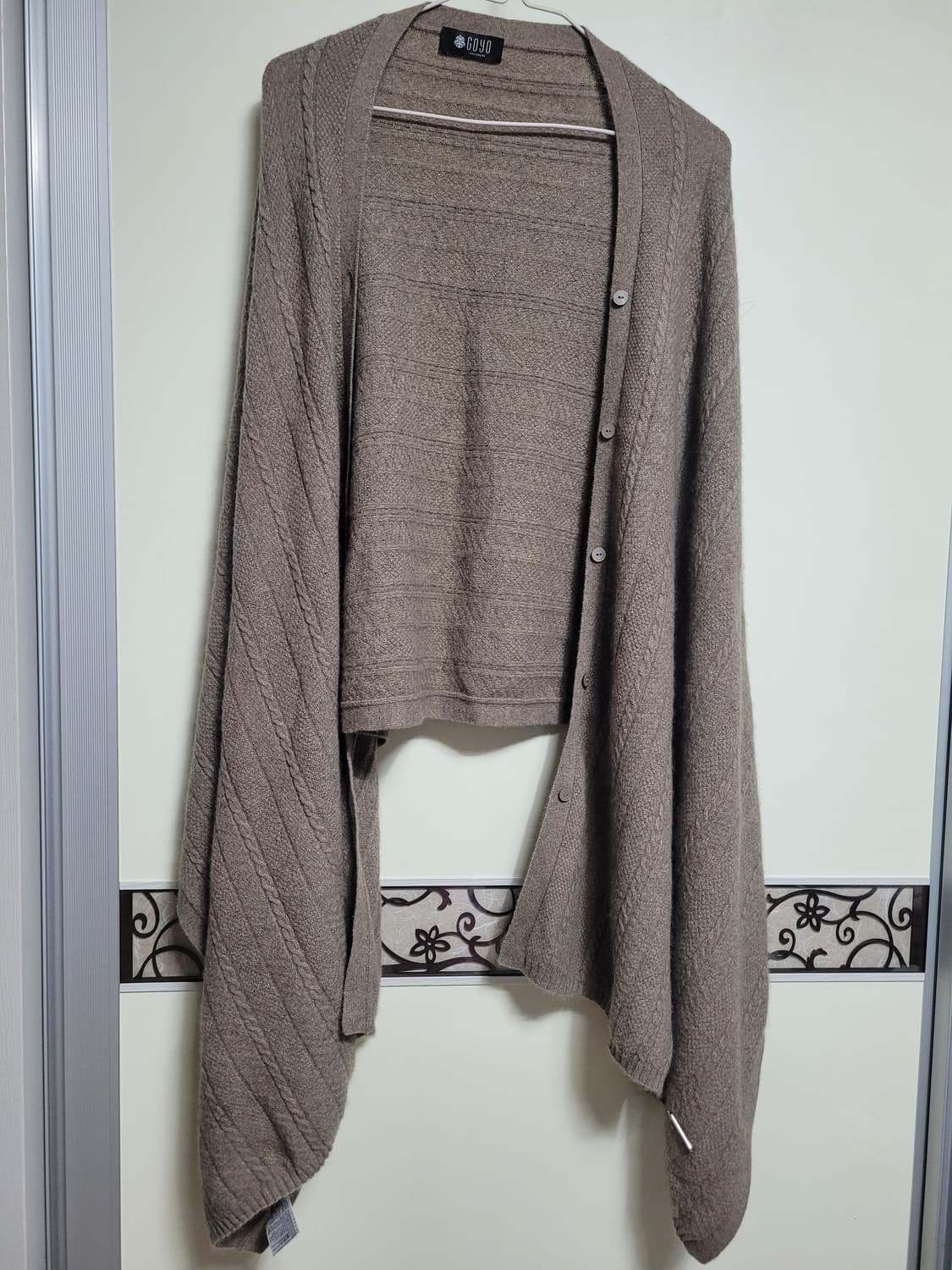 고요 캐시미어 100% 케이블 버튼 빅 숄 상품이미지2