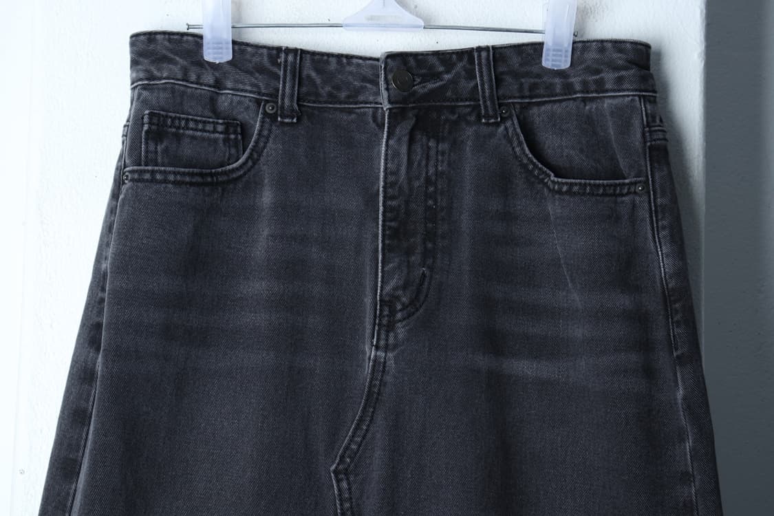 W(M-L) 무신사 스탠다드 스커트 치마 H라인 데님 흑청 롱-P9905 상품이미지3
