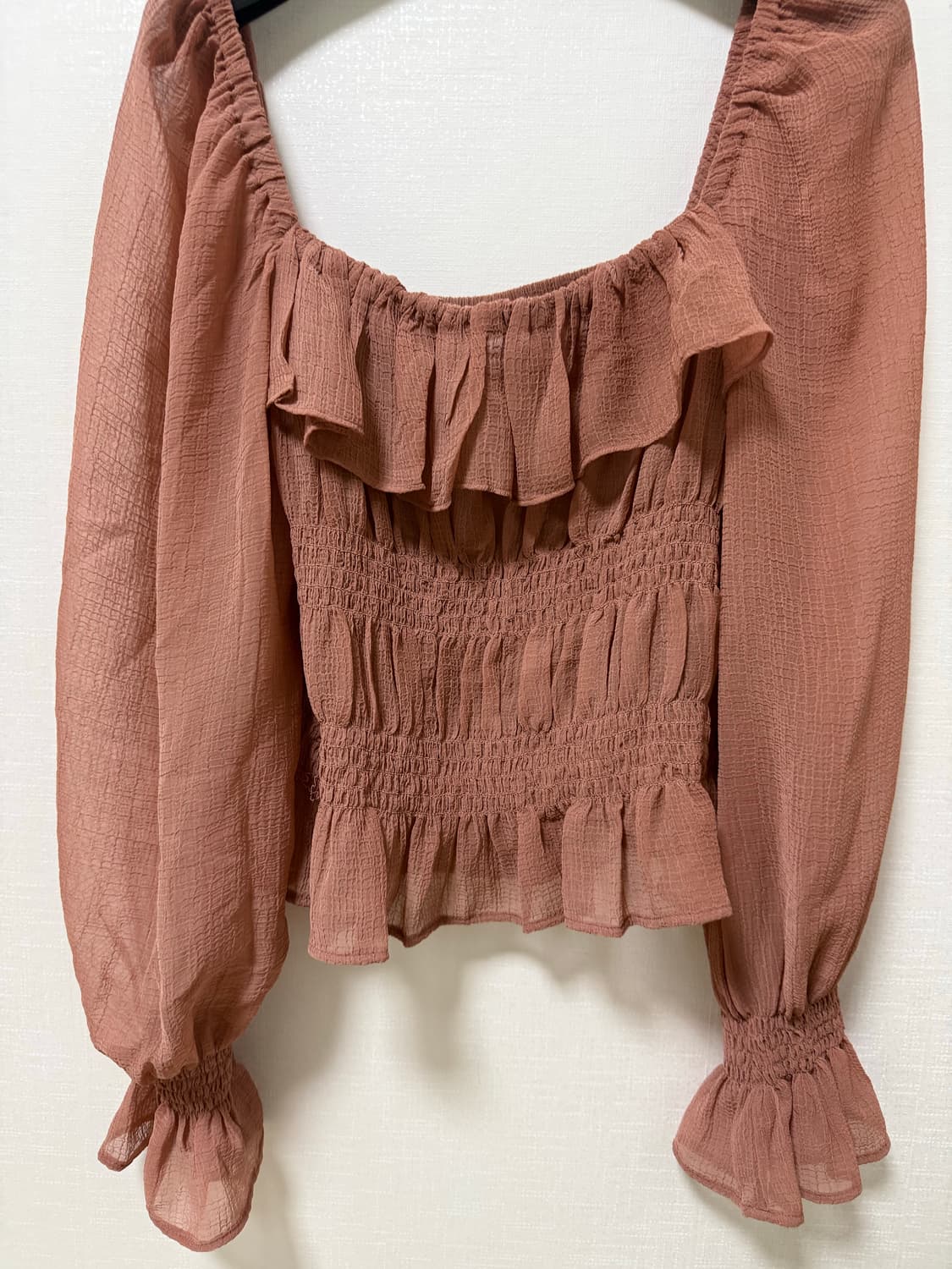 h&m 스퀘어넥 셔링 블라우스 (S) 상품이미지4