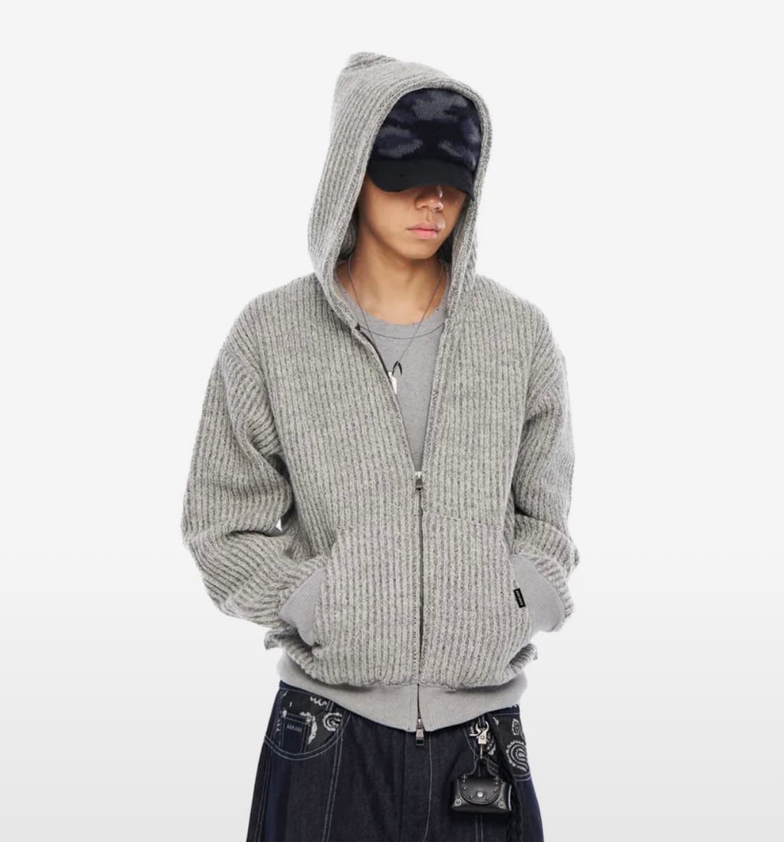 Bokashi Knit Zip-Up Hoodie 보카시 니트 집업 후디 상품이미지1