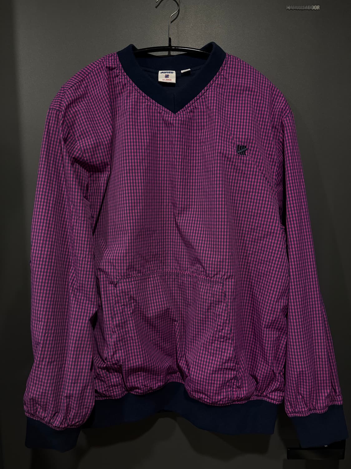 (XL) 언디핏 V넥 체크 나일론 풀오버 상품이미지1