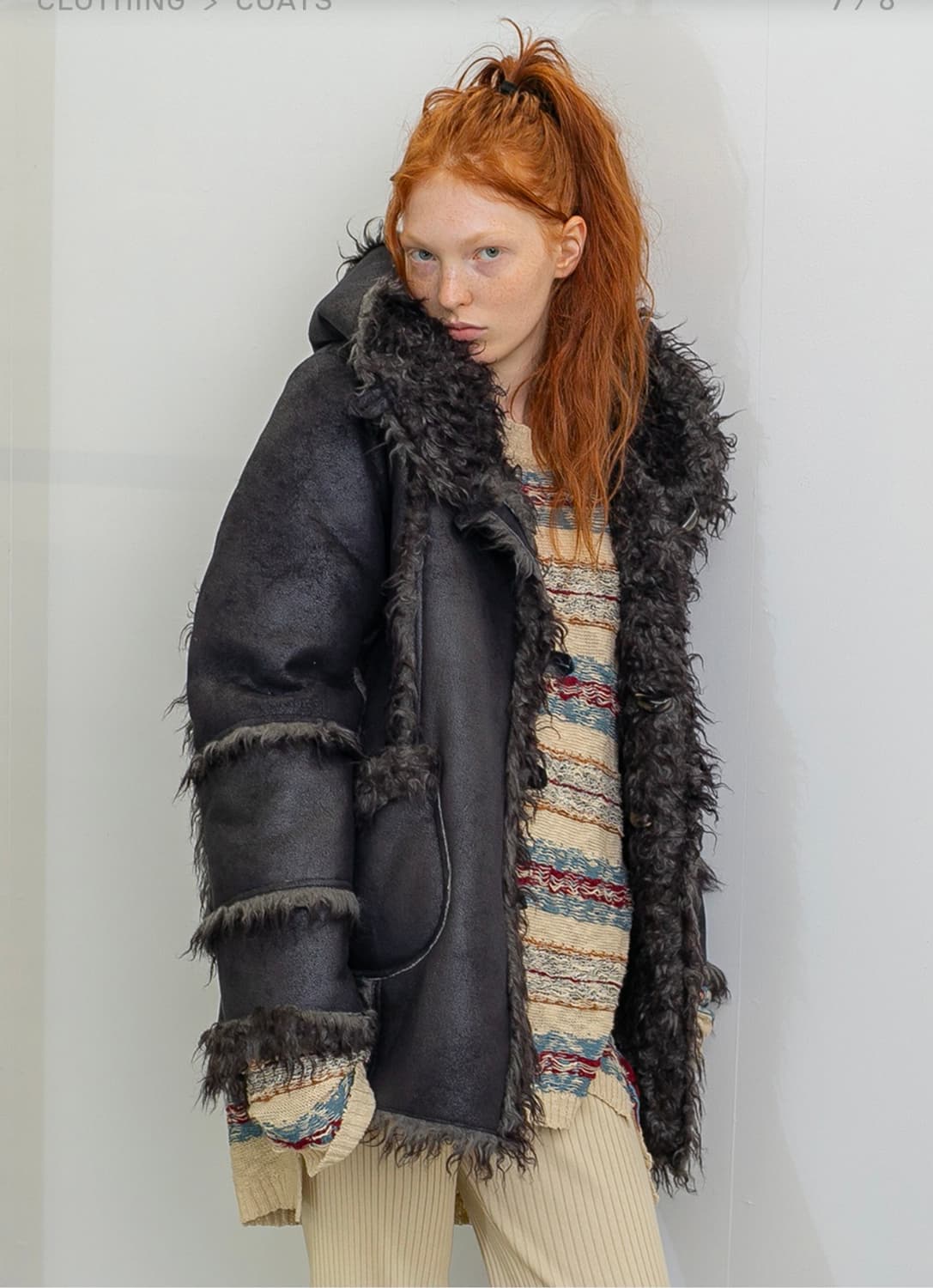 Perverze vegan leather hoodie teddy coat 상품이미지6