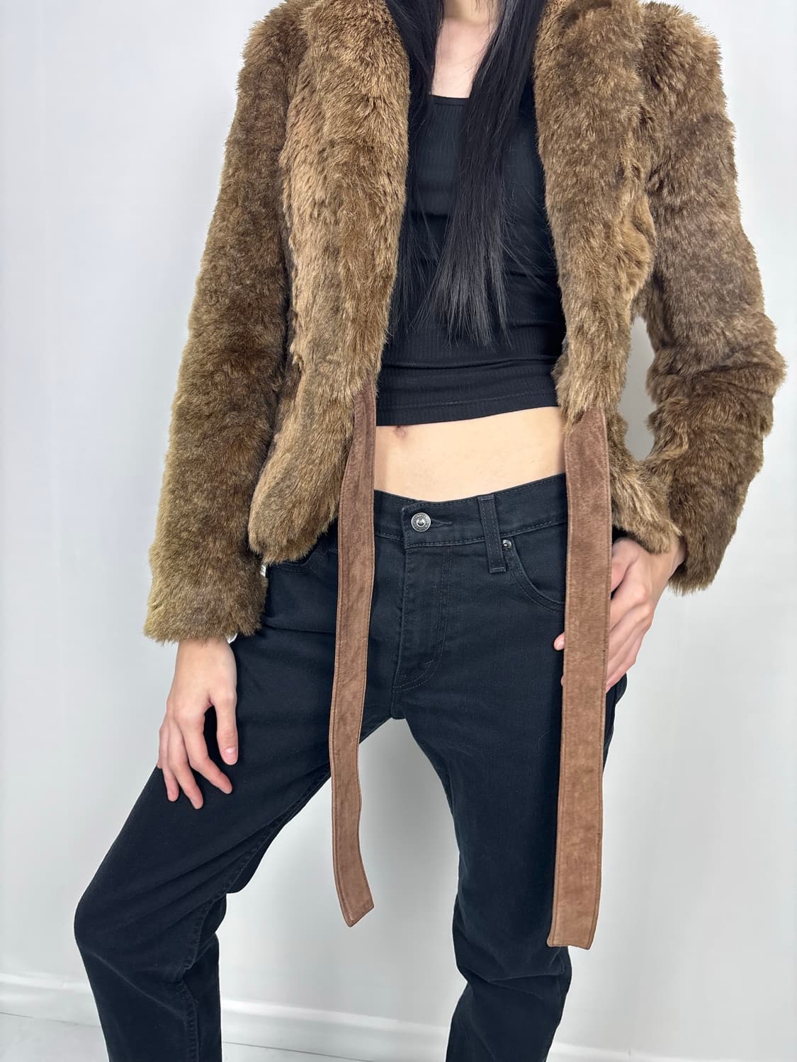 ZARA BROWN MIXED FUR JACKET 상품이미지4