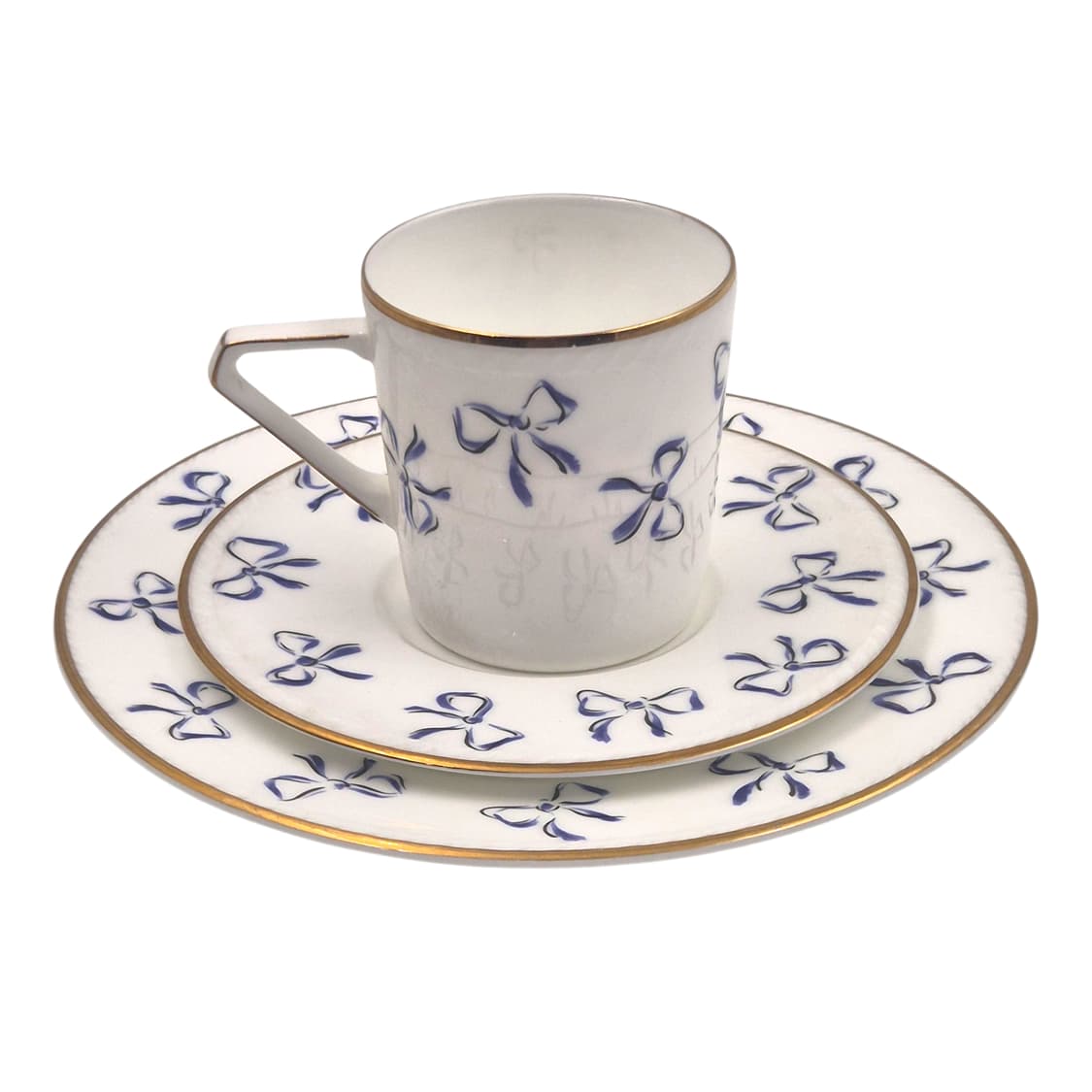 90s 입생로랑 블루 리본 찻잔&접시 1세트 상품이미지1