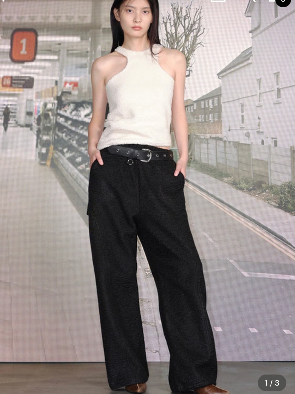 세릭 울와이드 밴딩 팬츠 블랙 상품이미지1