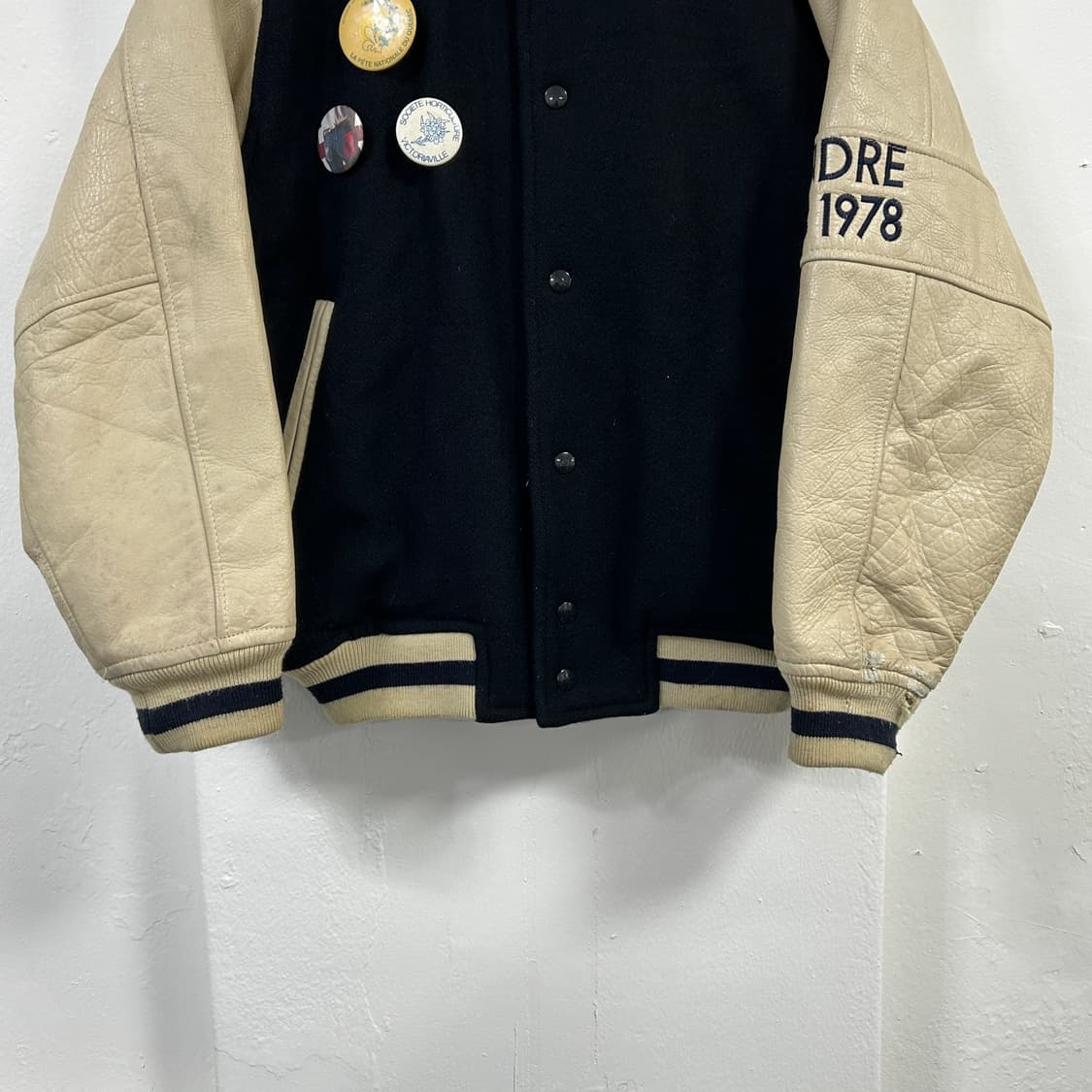 90’s FLANDRE 리얼레더 울 바시티  상품이미지3