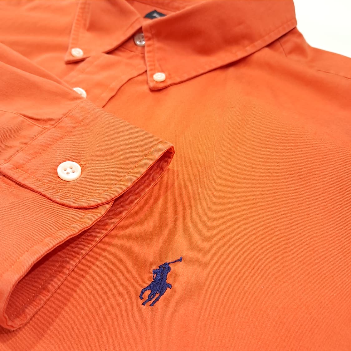 CL611 2XL 폴로 90s 코튼 버튼다운 오렌지 셔츠 남방 상품이미지4