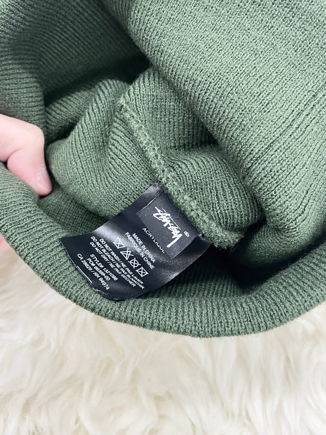 스투시 자카드 스트라이프 스컬캡 비니 다크그린 상품이미지4