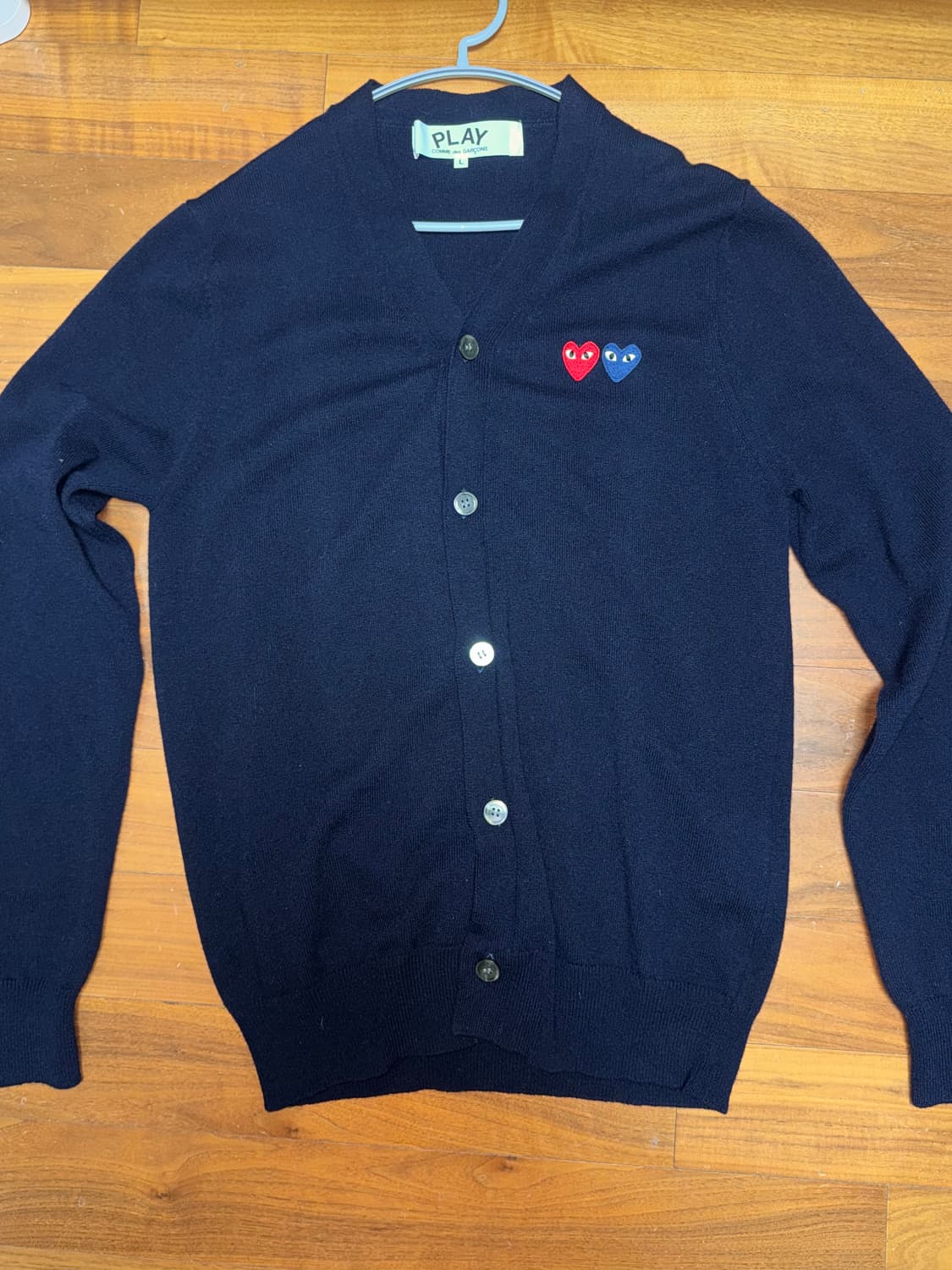 꼼데가르송 더블 하트 가디건 네이비 상품이미지3