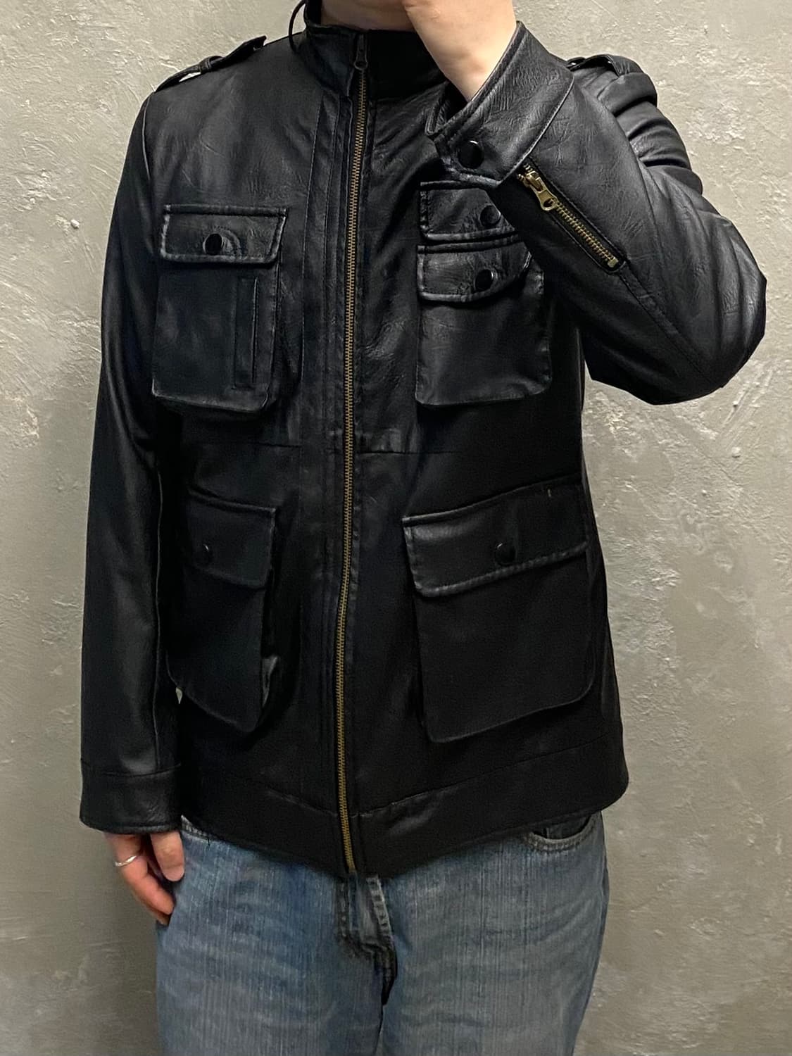 [M/XL] 네이키드 펀치 재팬 페이크 레더 필드자켓 상품이미지10