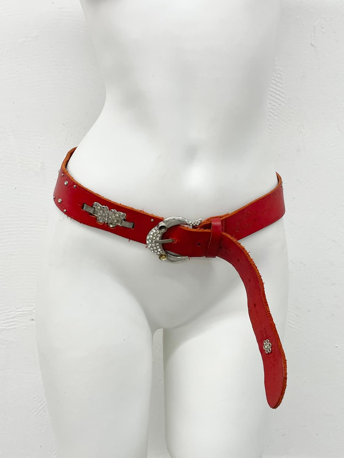 리얼레더 레드 페어리 디테일 버클 벨트 상품이미지2