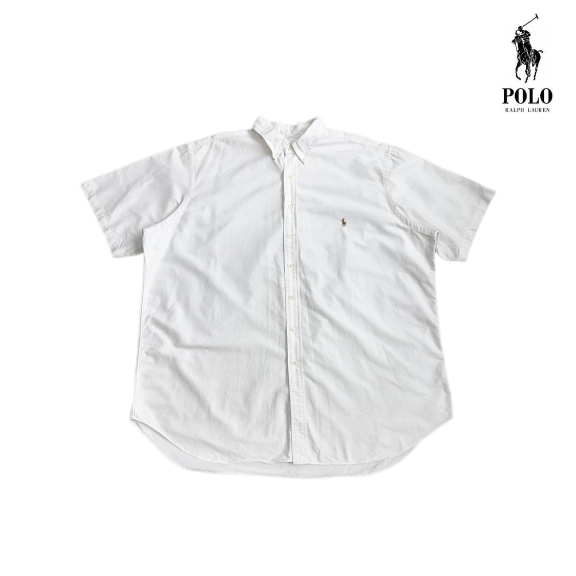 폴로 빅사이즈 포니 솔리드 화이트 옥스포드 반팔 셔츠 상품이미지1