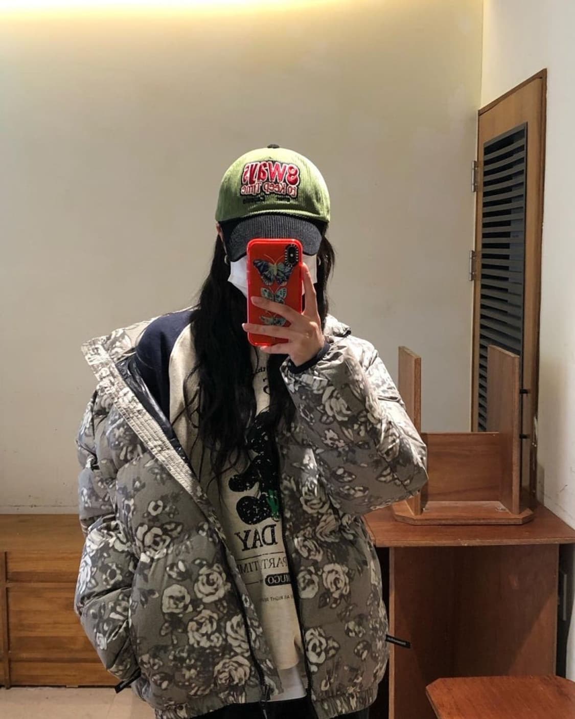 디스이즈네버댓 PERTEX 패딩 Flower Black 상품이미지1