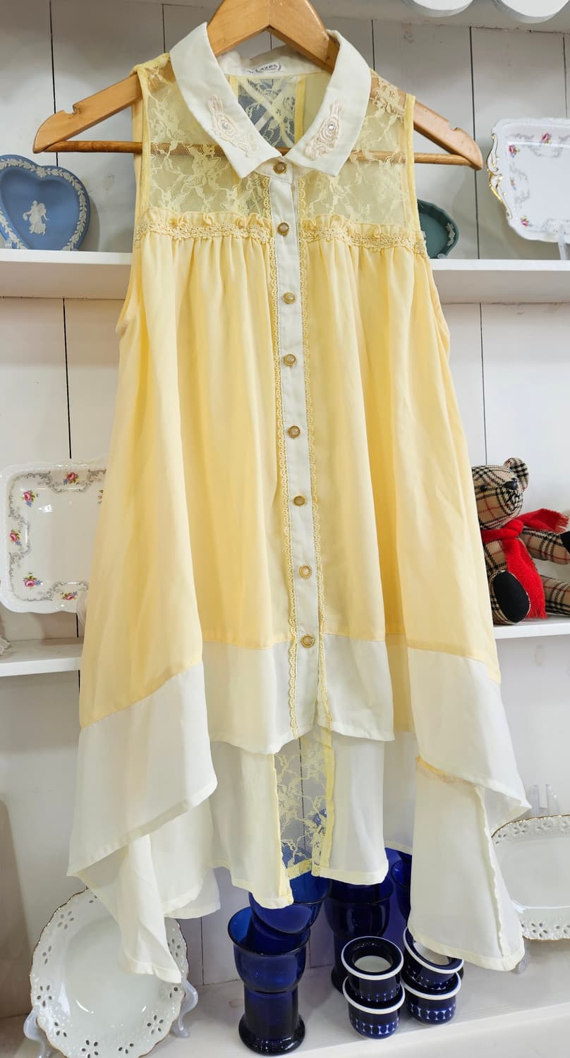 엑시즈팜(axes femme) 레몬옐로 레이스 쉬폰 원피스 상품이미지2