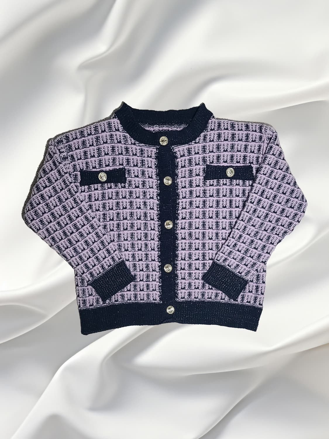 트위드 스타일 배색 골드버튼 가디건 상품이미지1