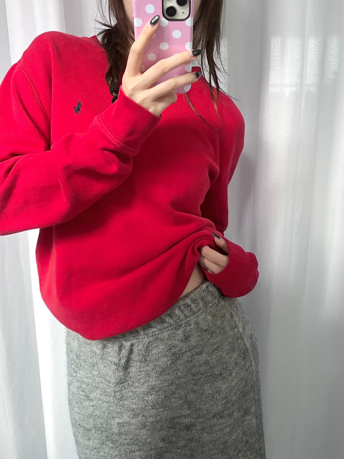 Polo 폴로 랄프로렌 신형 레드컬러 코튼 맨투맨 상품이미지5