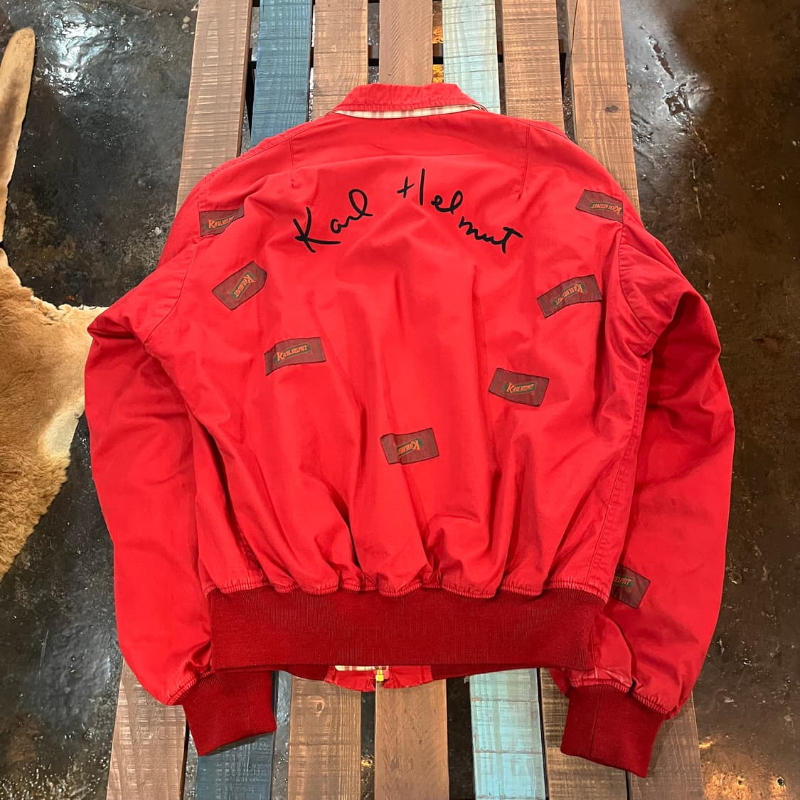 90s 칼헬무트 패치워크 Ma-1 핑크하우스 상품이미지9