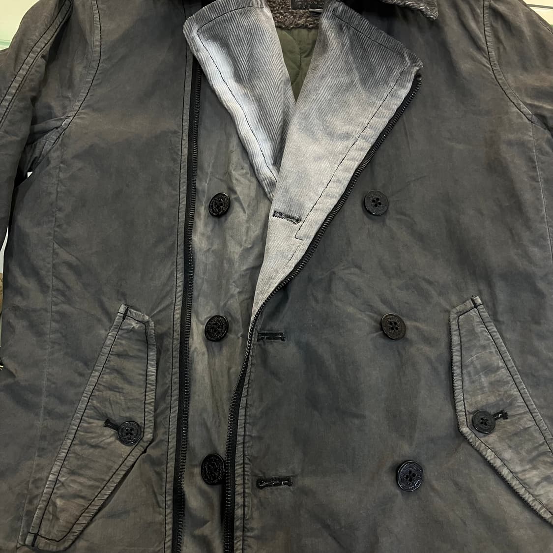 Diesel 디젤 빈티지 가공 라이더 블루종 자켓 S 상품이미지6