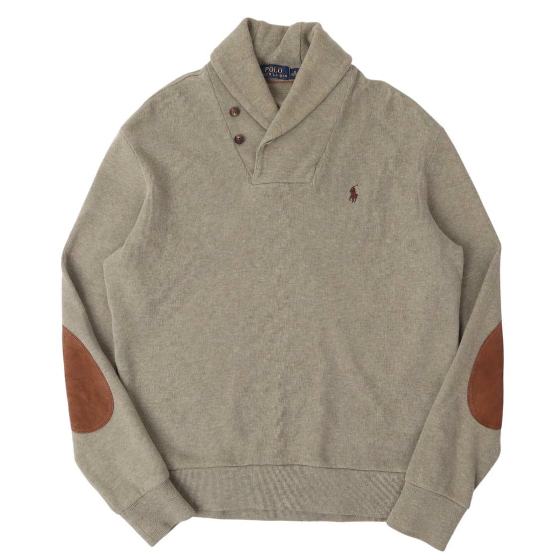 폴로 랄프로렌 카키베이지 엘보패치 숄카라 니트 상품이미지1