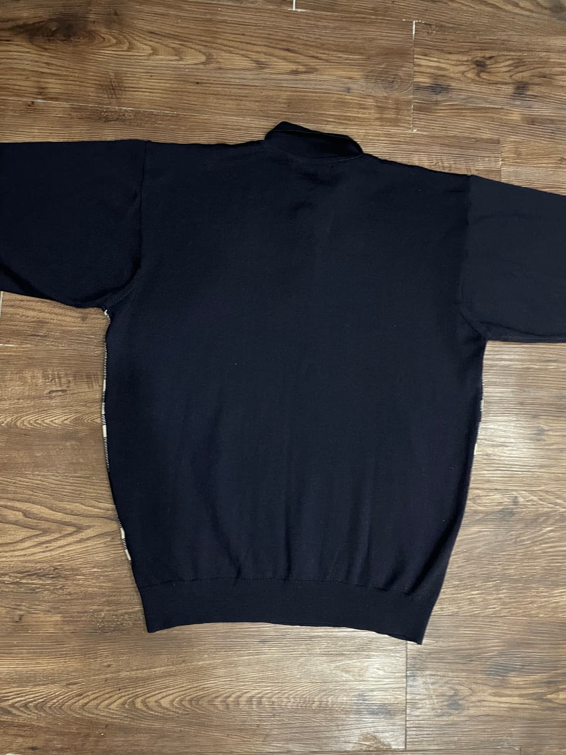 버버리 90s 노바체크 메리노울 카라넥 니트 네이비 상품이미지9