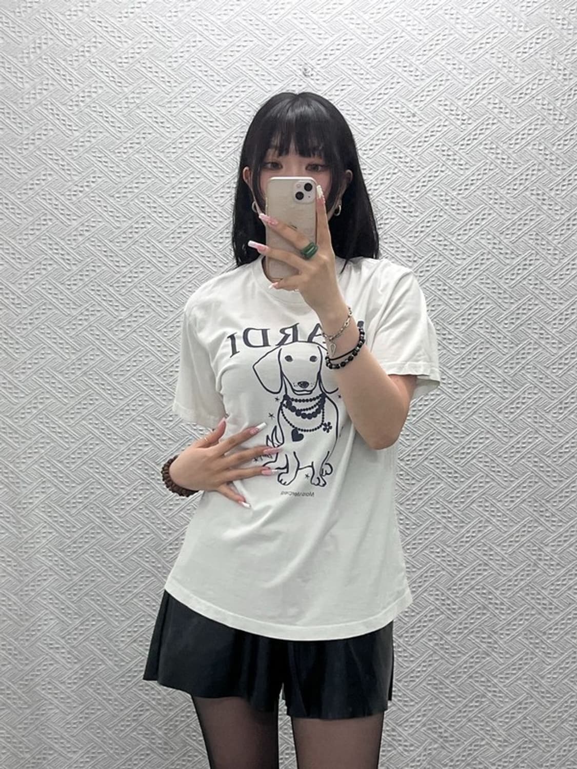 마르디메크르디 스윙 더 테일 딴지 플라워 네클리스 반팔티 F C12260 상품이미지2