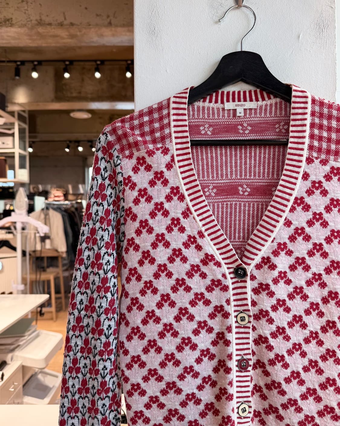 겐조 레드 플로랄 레이온혼방 가디건 상품이미지4