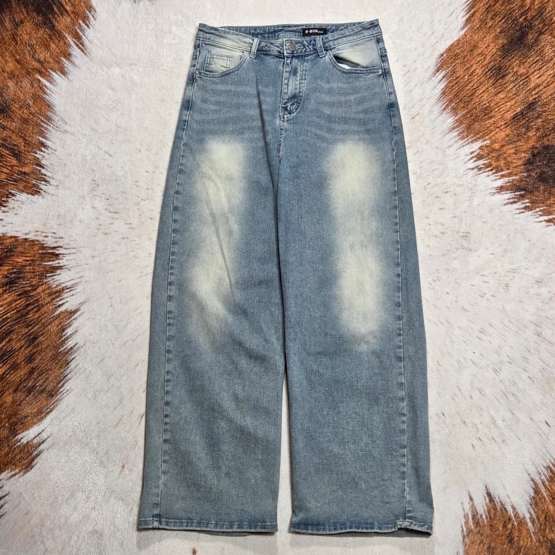 빈티지 연청 워싱 와이드 데님팬츠 상품이미지1