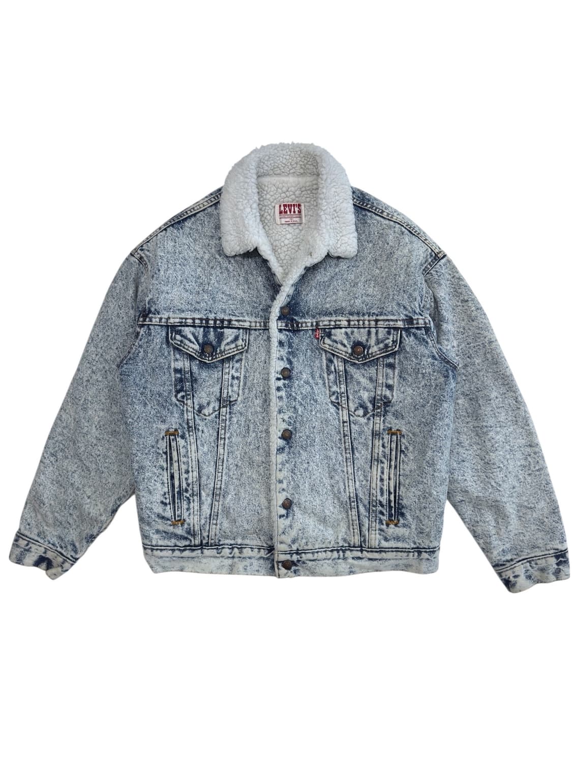 80‘s 리바이스 애시드워시 쉐르파 데님자켓 made in usa 상품이미지1