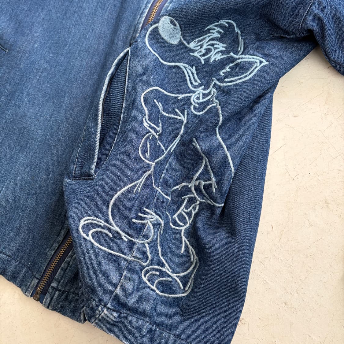 90s Risky Nick 빈티지 자수 데님 집업자켓 XL 상품이미지4