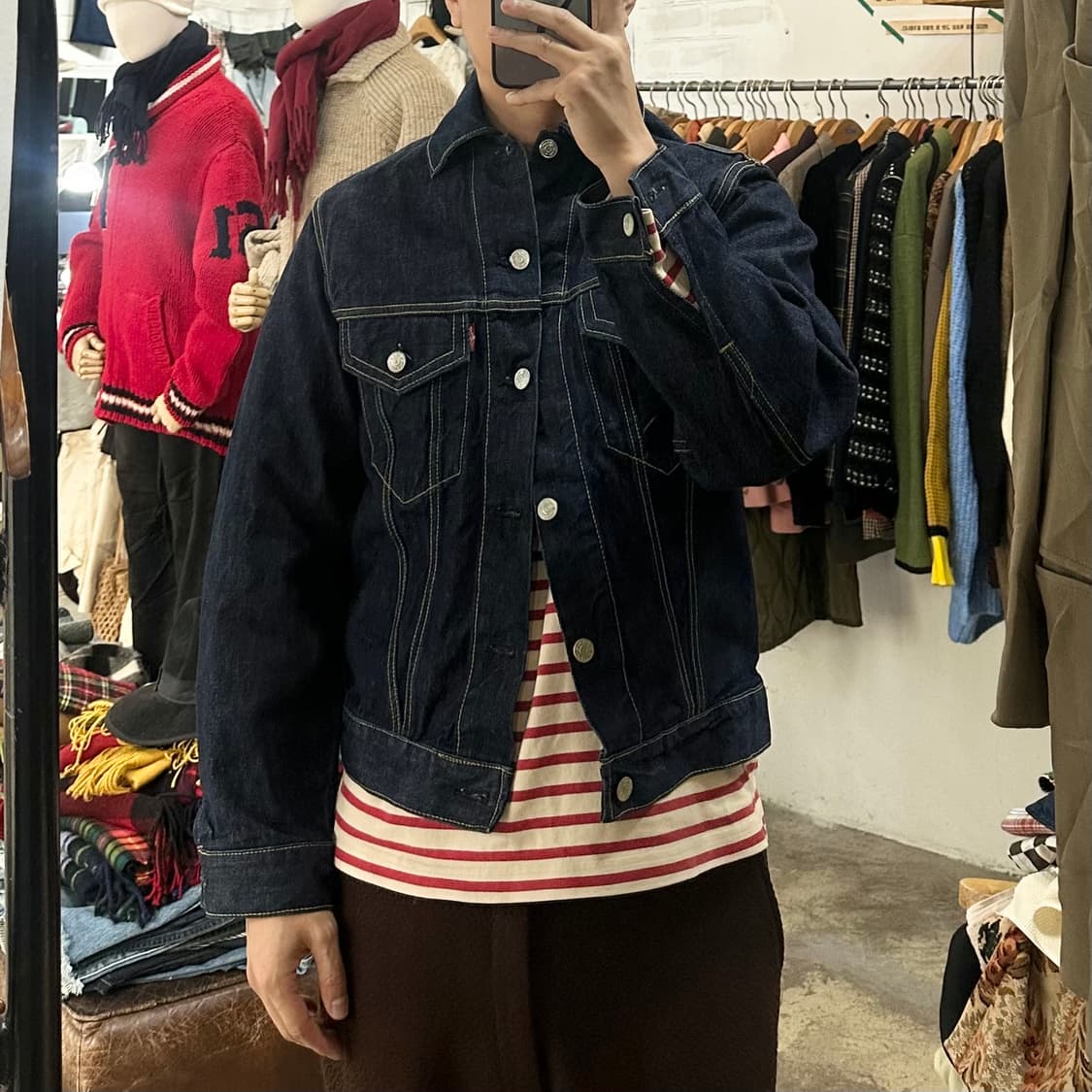 (착용컷) BIG STONE T211 데님 트러커 자켓 (남성용 98) 상품이미지3