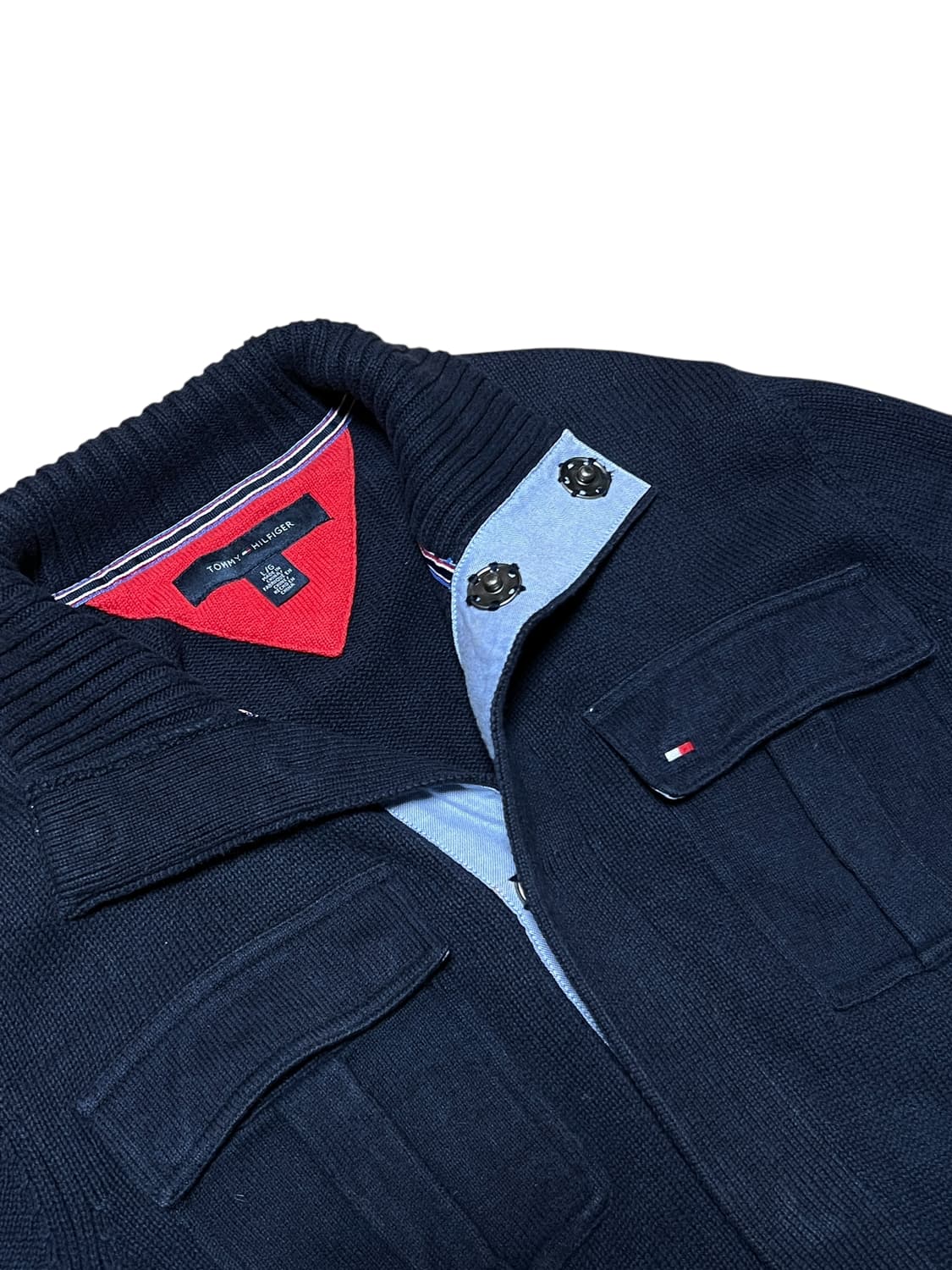 타미힐피거 투포켓 니트 집업 L 네이비 상품이미지3